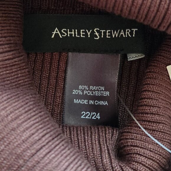 Ashley Stewart Expresso Brown Ribbed Knit Turtleneck Sweater Plus Sz 22/24 - Picture 9 of 10